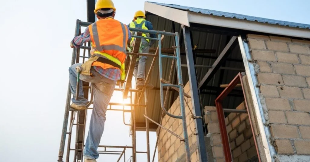 Improper scaffolding is a common construction safety hazard. 